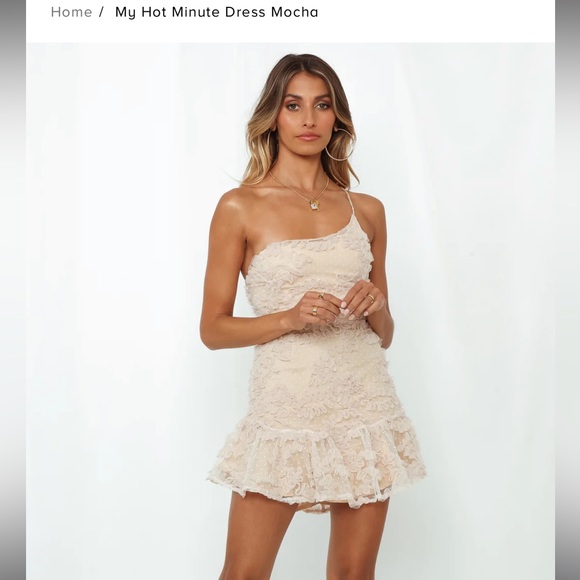 hello molly one shoulder tan dress - Picture 3 of 3